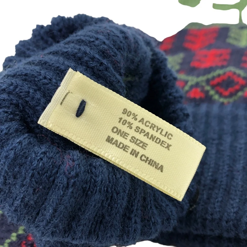 STYLINE Smart Touch Green/Navy/Red Pattern Gloves -One Size